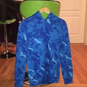 Men’s Nike blue camo thermo full zip hoodie